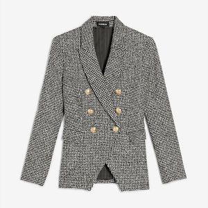 EXPRESS Double Breasted Boucle Houndstooth Blazer